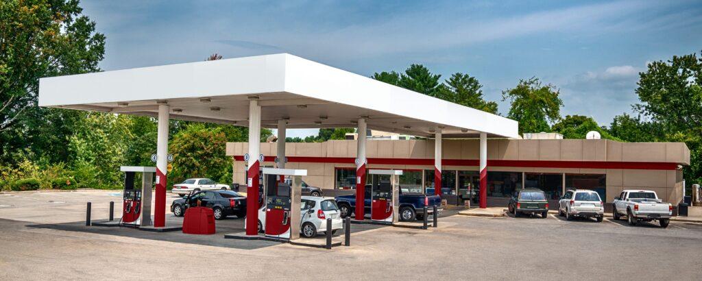 A gas station with a convenience store.